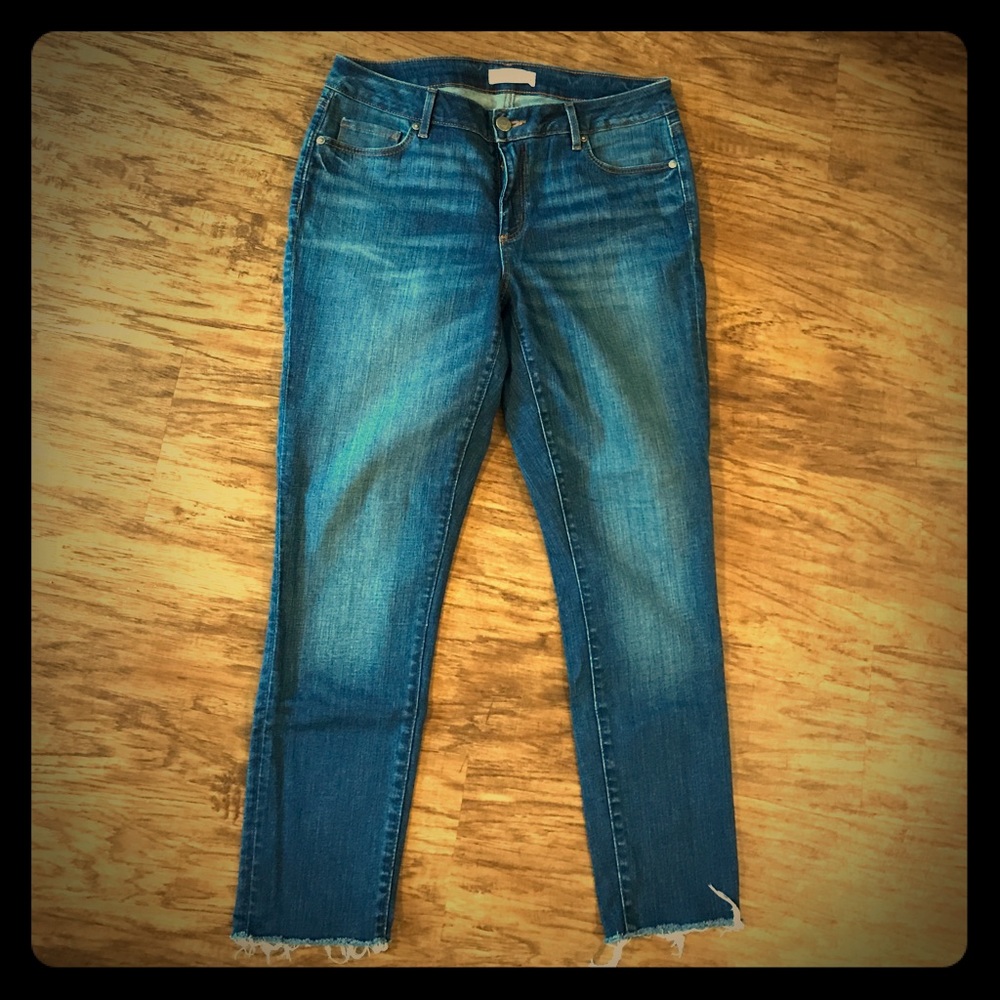 Loft Curvy Skinny Ankle Jean Frayed Hem sz 10